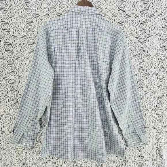 L.L. Bean Plaid Button down Long sleeve  Men's shirt L Tall Blue/ Green - Picture 2 of 6